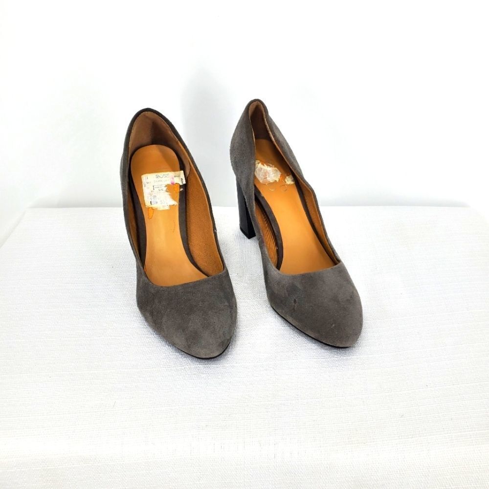 Franco Sarto Evie Suede Gray Leather Block Heel Size 7